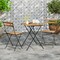Acacia Wood Folding Patio Bistro Set with 2 Chairs, Metal Frame and Space-Saving Design